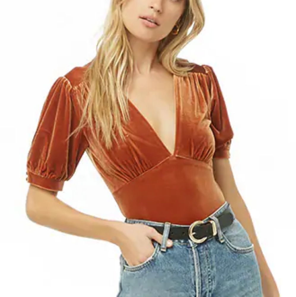 NWOT Shirred Velvet Bodysuit